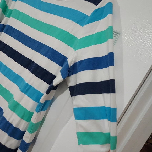 Croft & Barrow Blue & White Striped Boatneck 3/4 Sleeve Shirt in Size XL - Picture 8 of 9